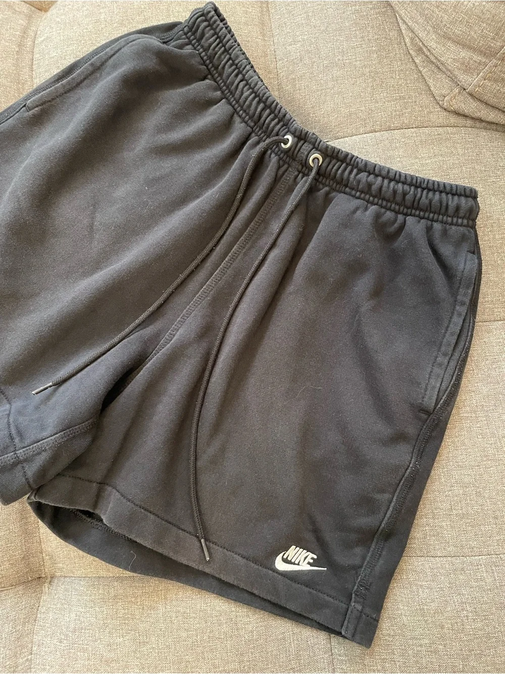 Nike Men’s Black Cotton Drawstring Shorts, 5” Inseam, SIZE S